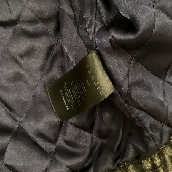 Sandro black denim jacket with fur collar - Picture 3 of 4